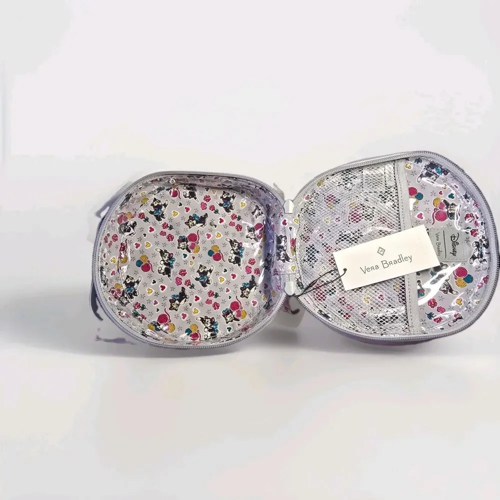 Vera Bradley Disney Round Zip Cosmetic/Travel Bag Small Gray Mickey Minnie Pluto